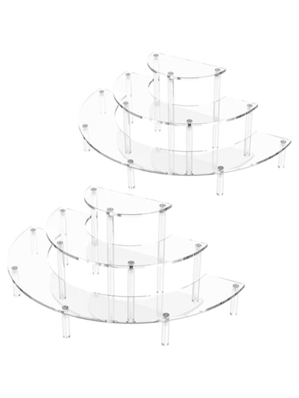 3 Tier Acrylic Display Risers 2 Pack, Half Moon Cupcake Stand, Clear Organizer